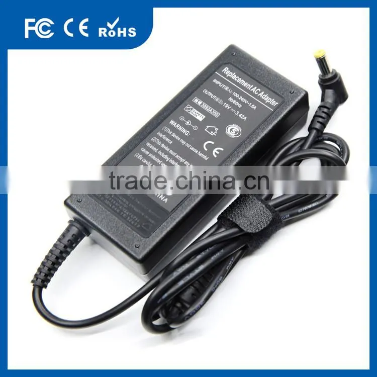 19V 3.42A 5.5x1.7MM Yellow Tip Laptop AC 110v to 240v Adapter