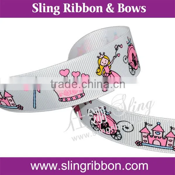 Promotion new wholesale 100% polyester grosgrain printed Princess Ribbon