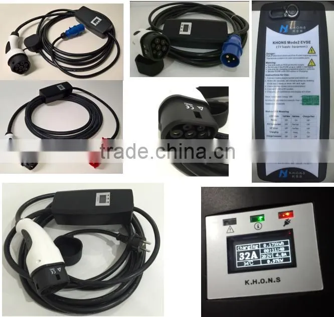 Type 2 residential portable ev charger 16A/32A adjustable