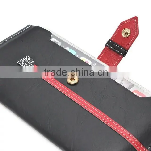 universal carrying 2 two dual double phones cell/mobile phones leather case cover bag purse pouch new product 2016