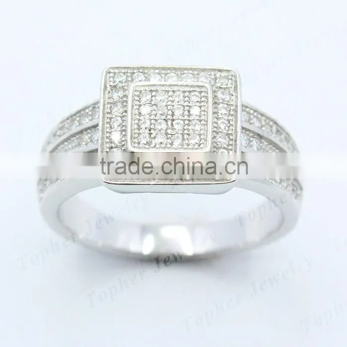 925 sterling silver gemstone rings for men rhodium/ silver plated wholesale