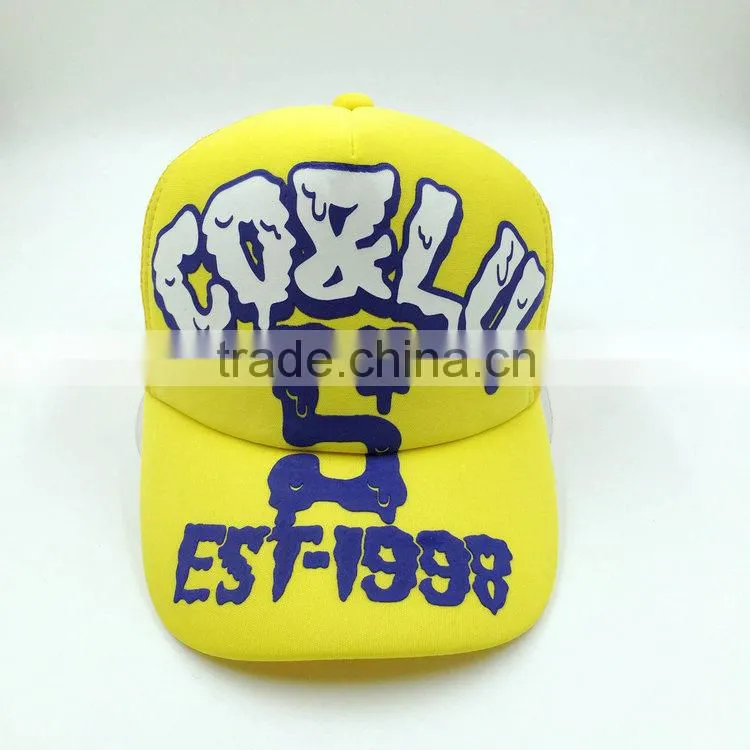 Customized curved bill 5 panel printed trucker mesh cap wholesale
