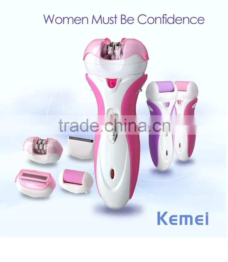 Kemei2531 New 4 in 1 Multi-function Women Shave Electric Epilator & Foot Care Callous Remover