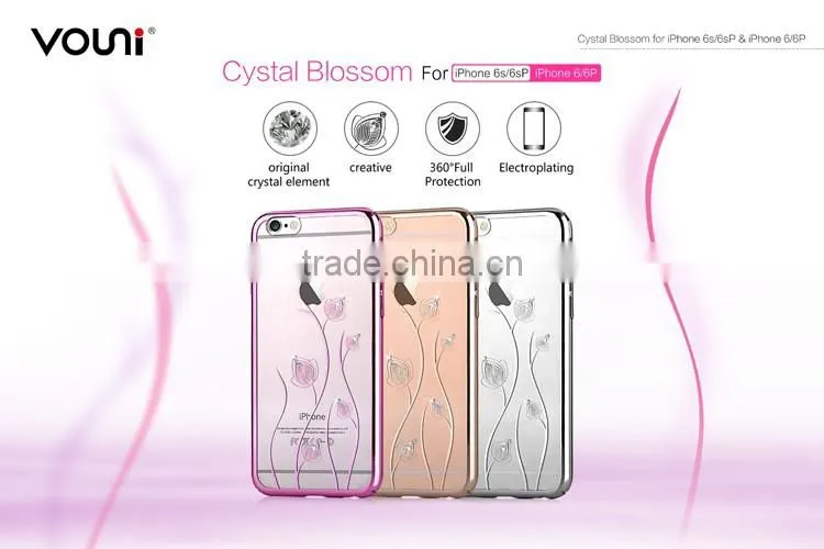 360 Degree Full Protective Case for iPhone 6/6 Plus Electroplating Crystal Dimond Hard PC Back Cover