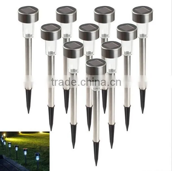 waterproof outdoor solar power lawn lamp LED spot light garden path stainles steel and plastic solar decoration