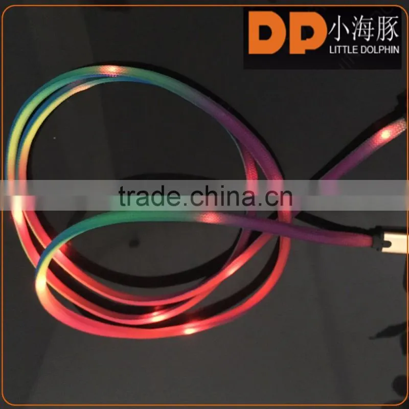 new model 2016 flashing LED light shoelace design 2 in 1 usb cable