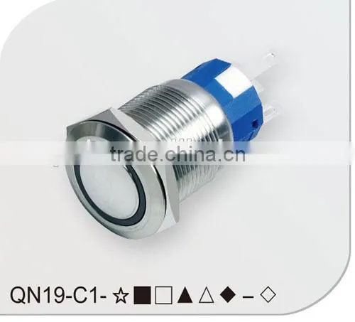 QN19-C1 19mm 12V blue Led Angel Eye Metal Momentary black car switch
