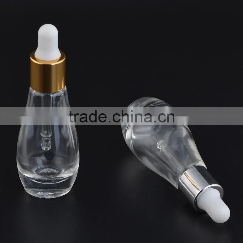 15ml unique shape clear glass dropper bottle with pipette for e liquid / empty essential oil container