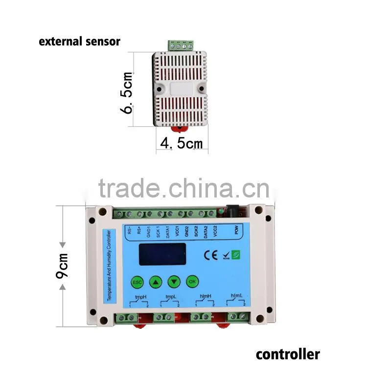 Highly Sensitive 2015 Temperature and Humidity Controller,RS - 485 & Relay Output Digital Temperature and Humidity Controller
