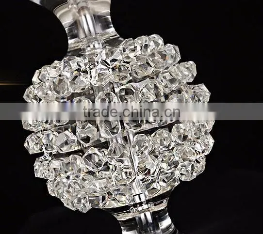 Modern home lamp crsytal ball design clear K9 crystal table lamp with white color lampshade