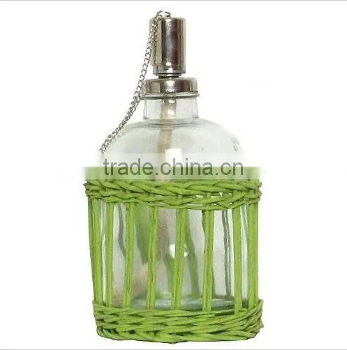 Natural Wicker Basket w/ Glass Flower Vase, Set of 2