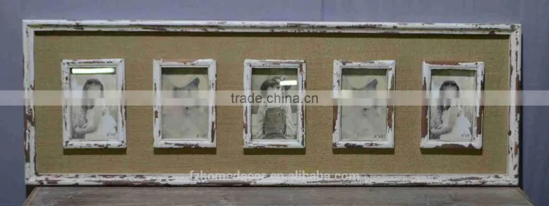 wooden multi photo frame with linen
