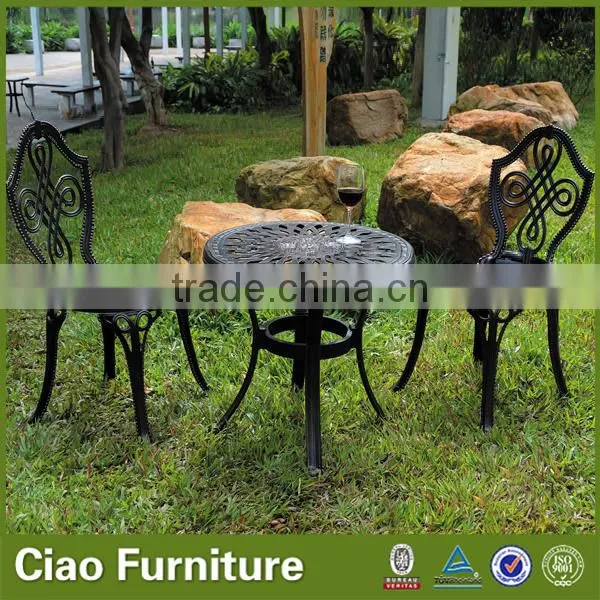 KD chairs & Oblique pattern tea table aluminum patio set