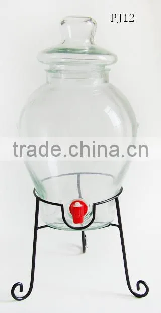 clear glass spirits alcohol dispenser with tap PJ12