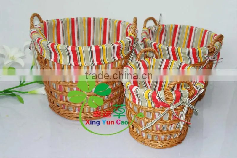 set of 3 small wicker laundry basket for home or hotel factory supply