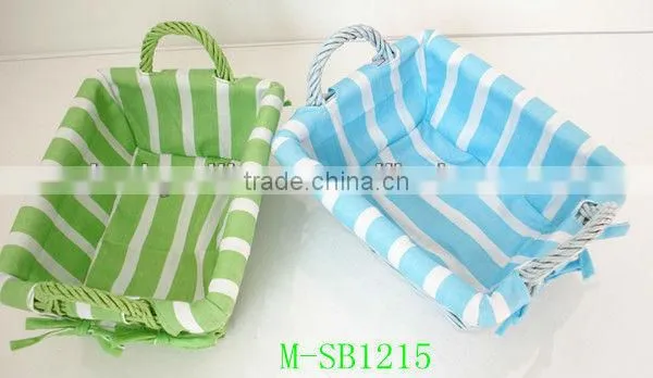 Oval wicker storage basket with coloful liner & Easter egg basket