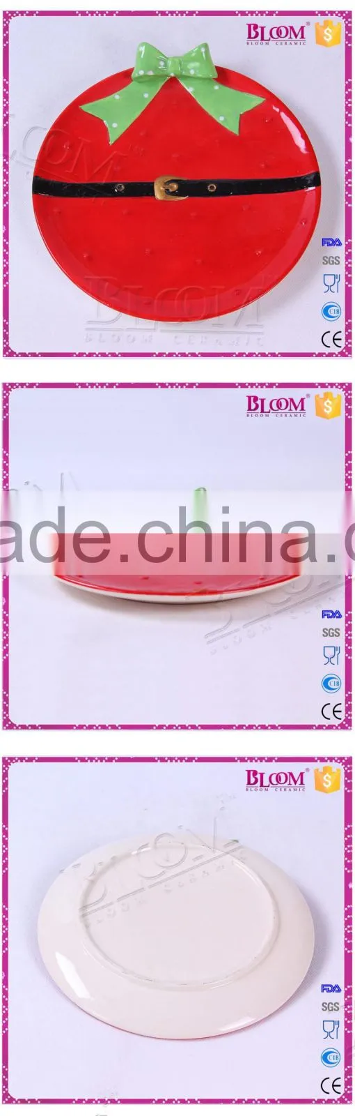 ceramic hand painted decoration christmas round plate
