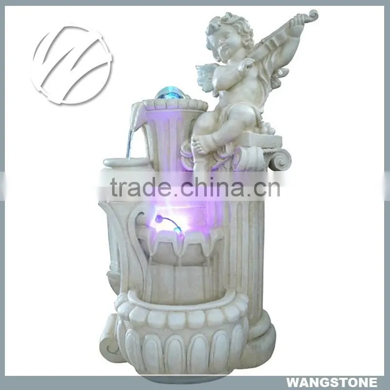 European Style Floating Ball Stone Angel Fountain