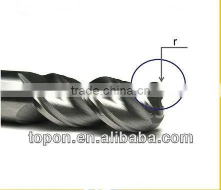 12mm carbide end mill 3 flutes corner radius profile cutter/cutting tool R2.5