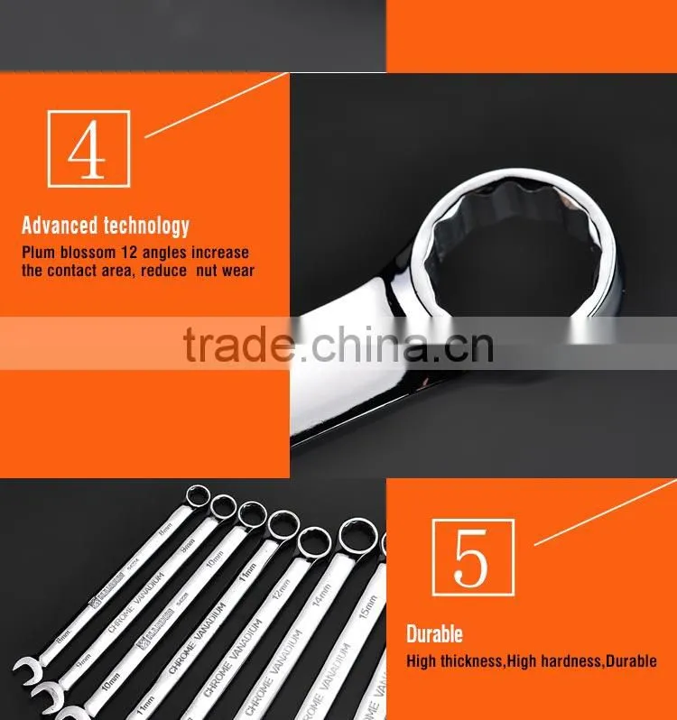 Chrome Vanadium 10 pcs combination spanner set various size tools of spanner