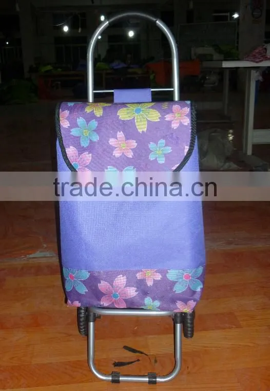 colorful shopping foldable trolley bag with wheels