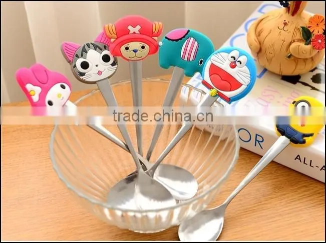 2015 hot sell cartoon food grade plastic stainless steel spoons supplier in China,food grade plastic stainless steel spoons