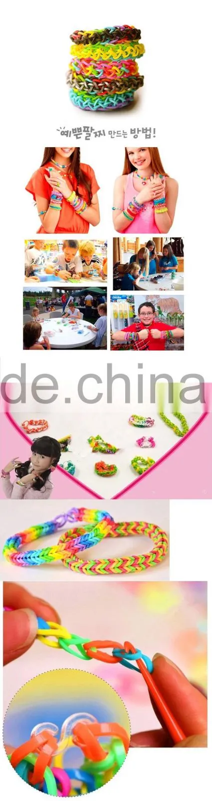 DIY LOOM BANDS BRACELET MAKING KIT INCLUDES 300 colorful RUBBER BANDS LOOM CLIPS