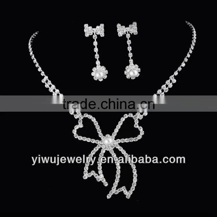 Fashion Rhinestone Bow Tie Crystal Bridal Jewelry Set