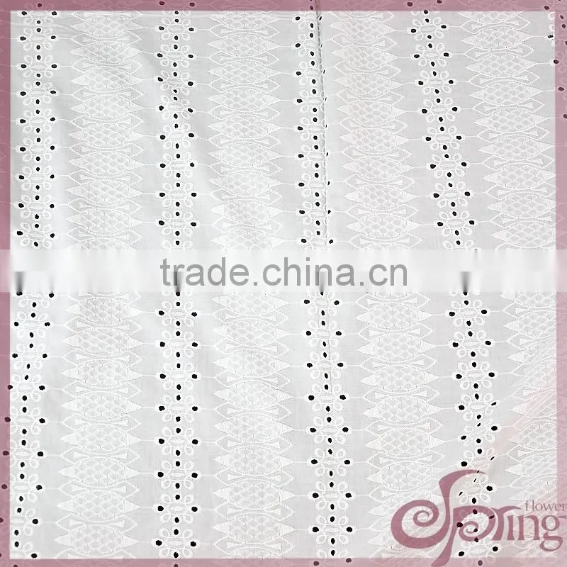 Elegant white cut work cotton lace fabric,cotton embroidery fabric for dress