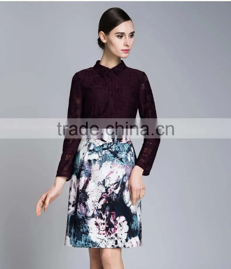 Spring Season Ladies Long Sleeve Elegant Lace Shirt