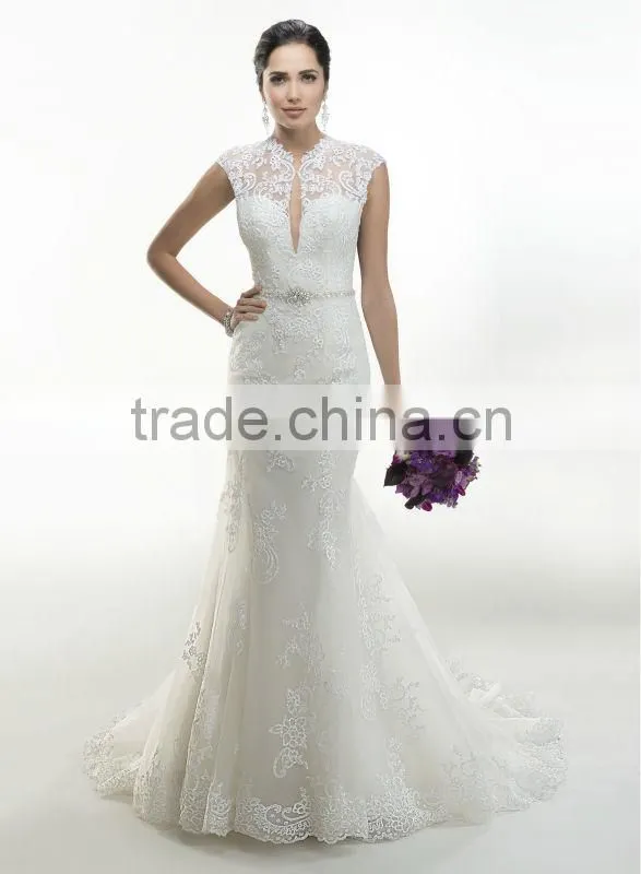 indian fancy strap lace mermaid elegant wedding dress