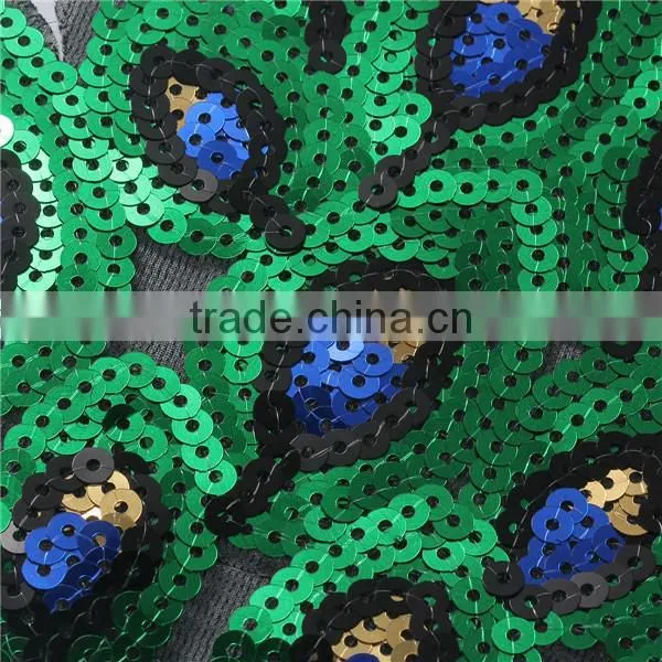 Peafowl applique embroidery designs custom animal embroidery sequin patch