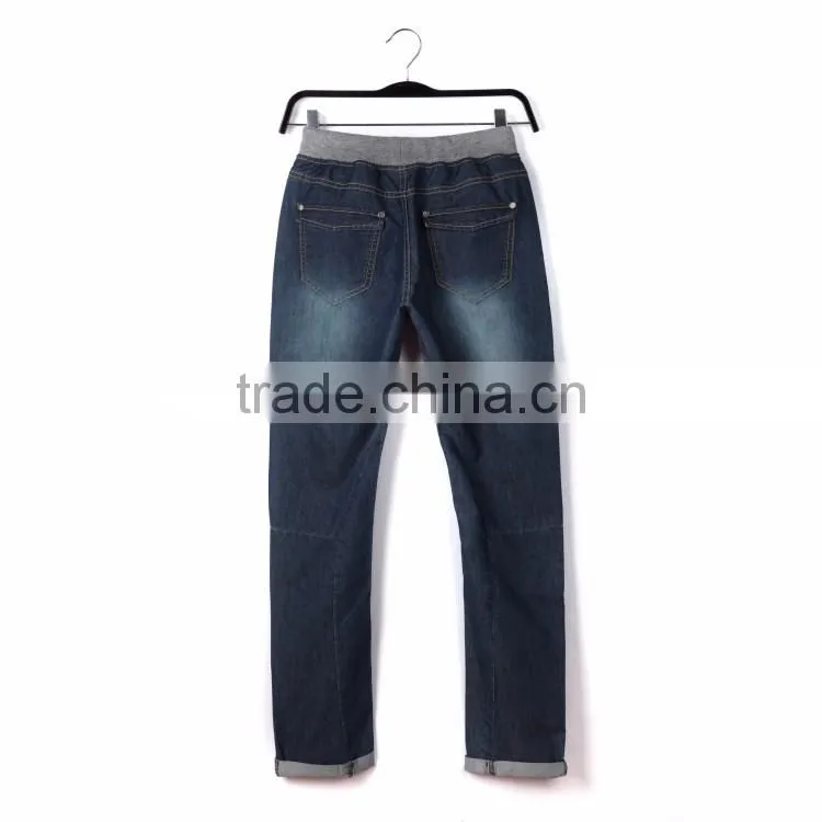 Bulk wholesale black color kids elastic waist denim new style boys pants jeans