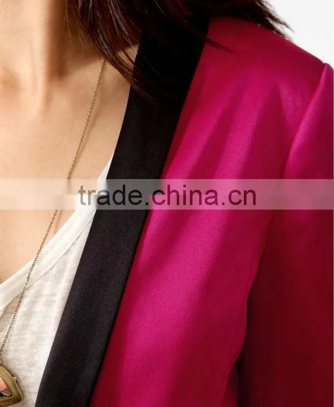 Contrast Lapel Peplum Blazer
