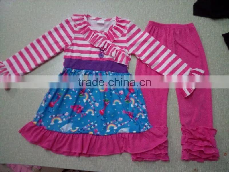 2017 spring baby girls outfit yellow top and icing pants kids clothing western girls outfit