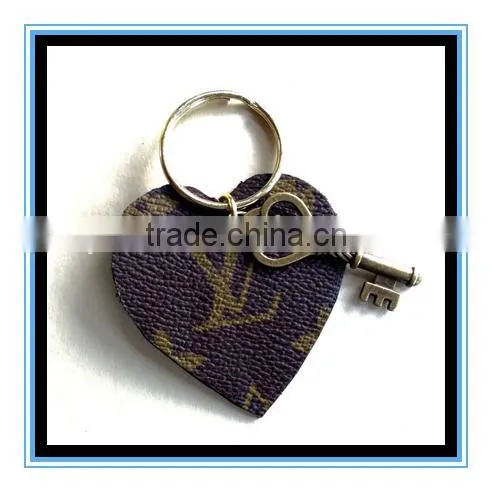 High quality canvas heart shaped Keychain zinc alloy keyring