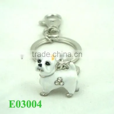 2013 key chain wholesale white epoxy dog keychain