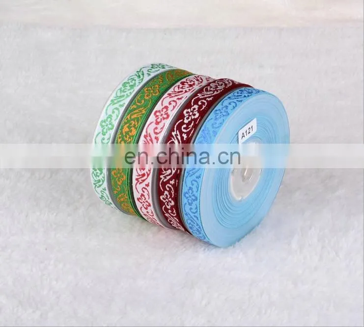 personalized jacquard shiny metallic polyester ribbon