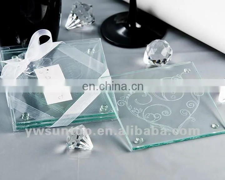 cheap Glass Coaster wedding table return gift for guests