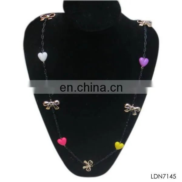 2014 Fahionable double level delicate enamel dainty sweet heart necklace