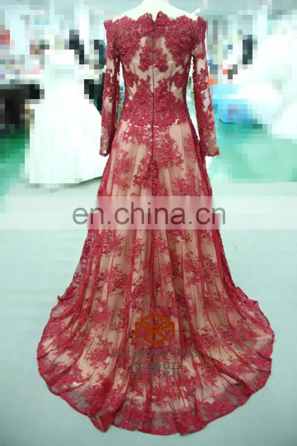 Zuhair Murad Dresses Price Red Carpet Long Sleeve Lace Celebrity Dress HMY-D170 Real Model