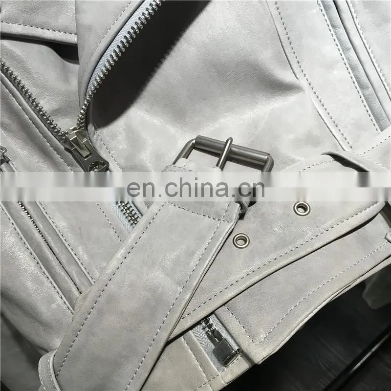 New Fashion Zipper Short Slim Leather Jacket Suppliers Genuine Womens Leather Jacket