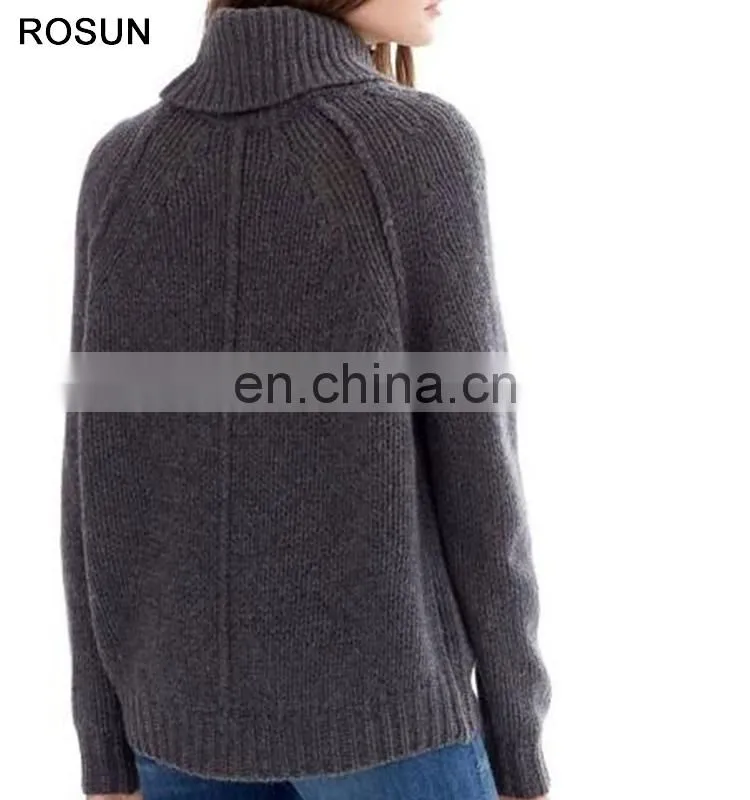 Top selling turtleneck no pattern 100% cashmere sweater for women in the style of retro