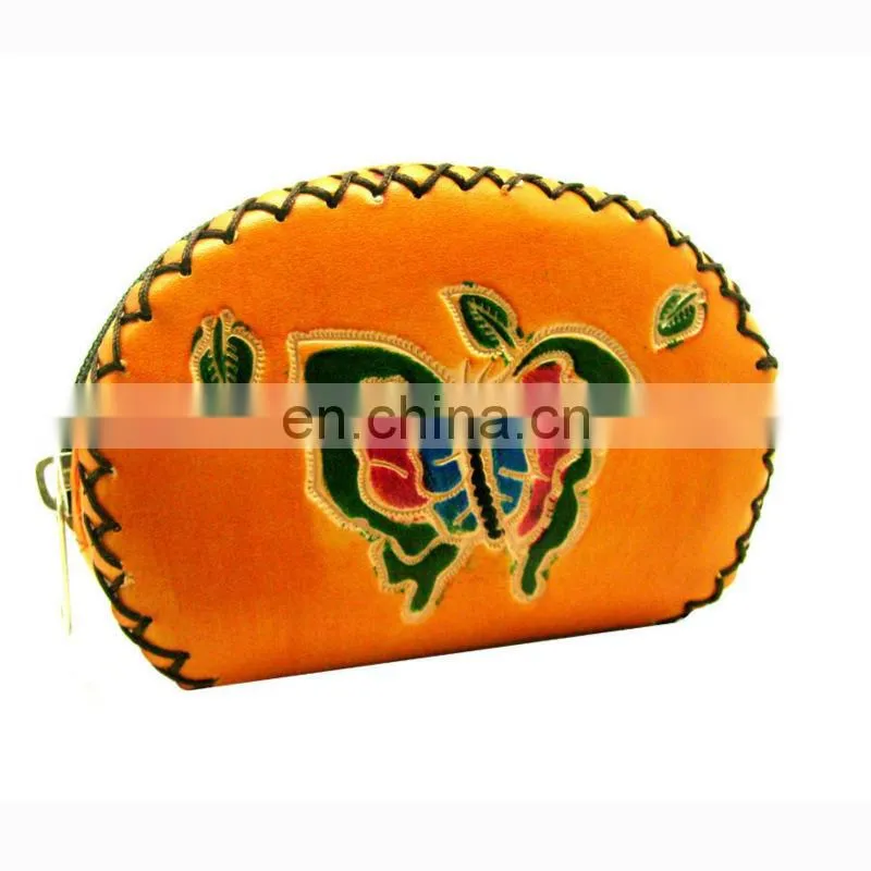 zipper genuine leather coin purse small mini pocket squeeze coin purse for kids MCP-0024