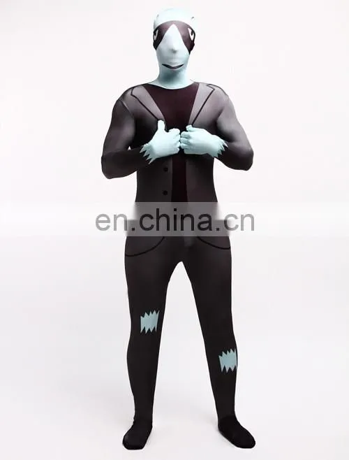 Dark Gray Business Zentai Second Skin Pilot Tuxedo Suit Fancy Dress Costume