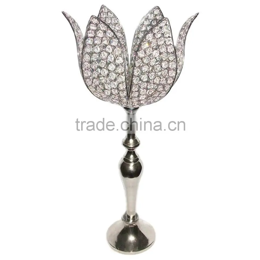 5 Lite Wedding Decor Candelabra with Hanging Crystals, Decorative Candelabra For Wedding And Parties