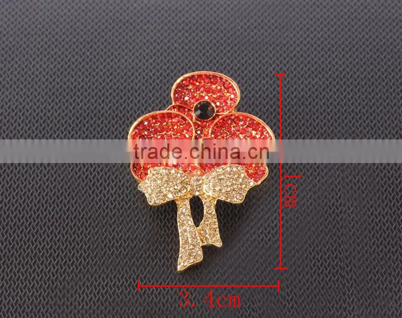 Classical crystal brooches for women,poppy brooch,poppy pin badge