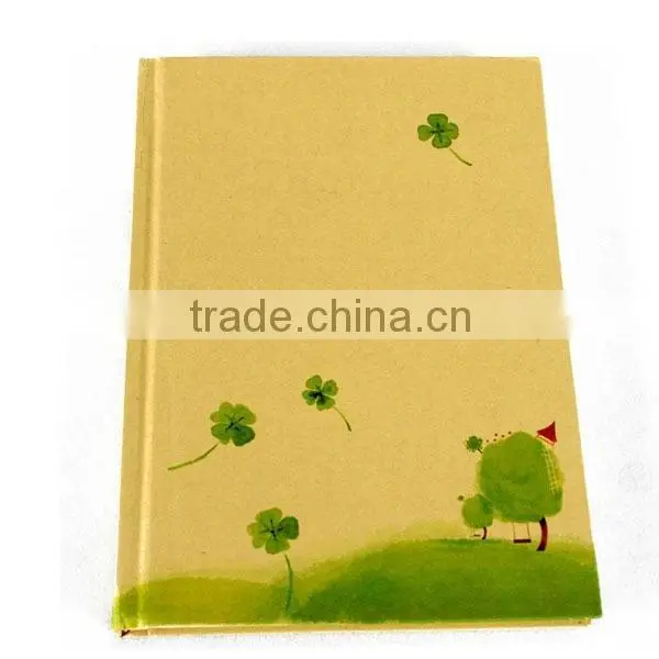 High quality recyle brown kraft notebook drawing pad Three Leafed Clover Lucky Clover Four Leaf Clover notebook