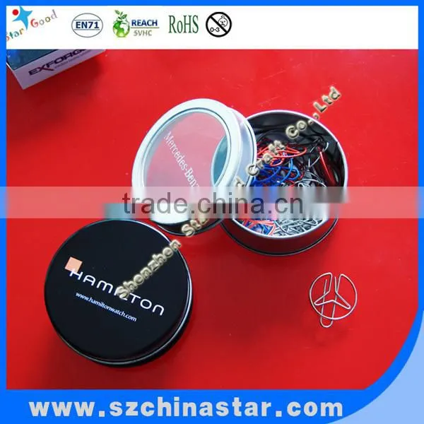 Special shapes paper clip with tin box