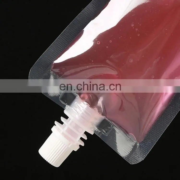 reusable doypack plastic stand up spout pouch liquid drink water in plastic double ziplock bag